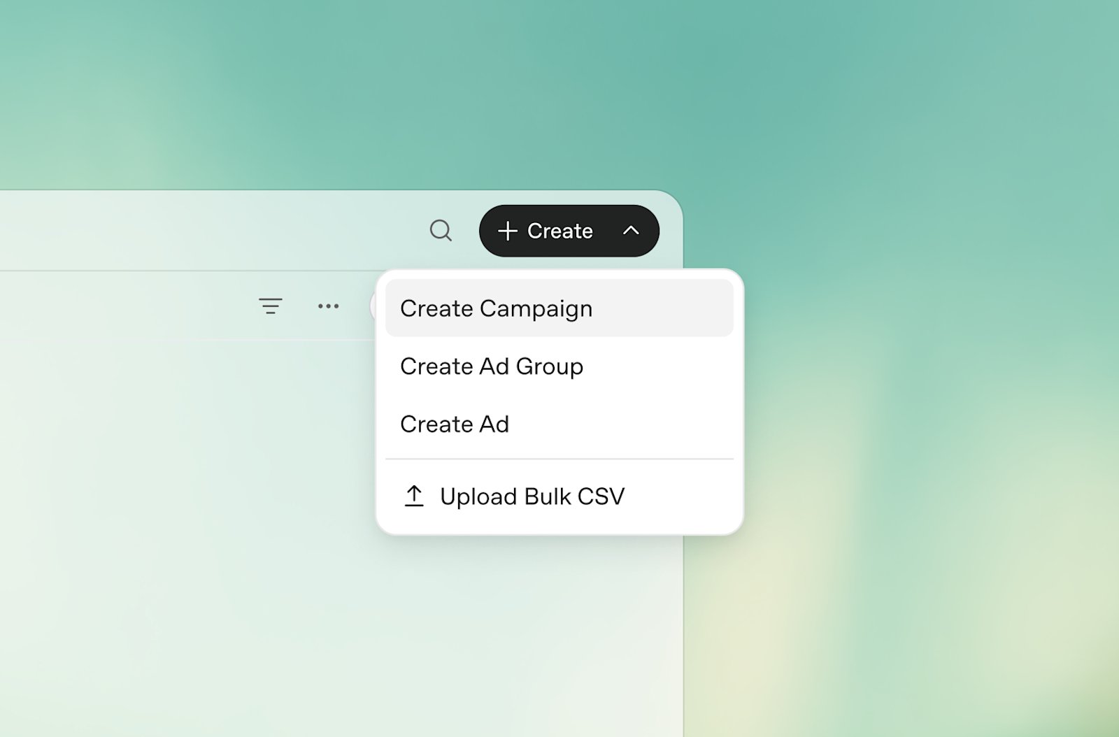 Create menu in Ads Manager Beta