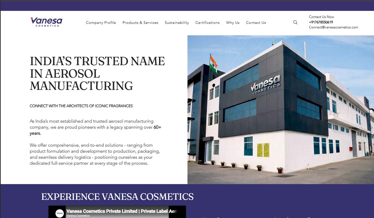 Vanesa Cosmetics website